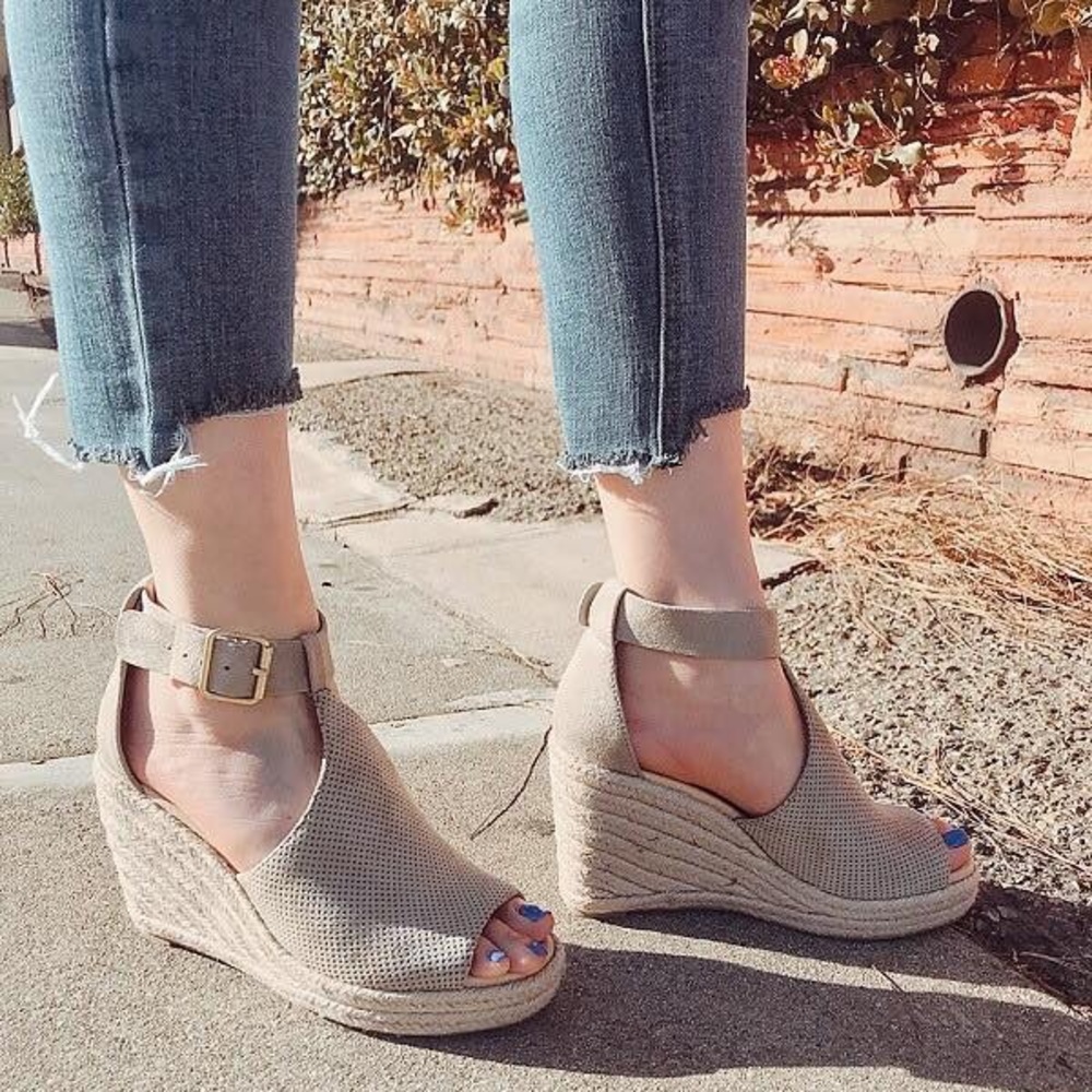 Clay Perforated Espadrille Wedge